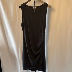 Leith Black Sleeveless Midi Dress with Side Drape Size Large